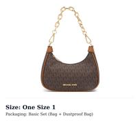 MICHAEL KORS Coated Canvas With Leather Clutch Handbag, Shoulder Bag Regular Women's Brown 35R3G4CC1B-Brown One Size 1 black