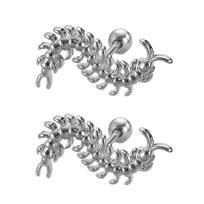 Nerūdijančio plieno skruzdėlės auskaras Punk kremzlės spiralė Vandeniui atsparus smeigiamasis auskaras Neblunkantis Hipoalerginiai pirsingo papuošalai 2pcs silver gray