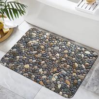 Pebble Stone Bath Mat Cobblestone Pattern Non Slip Washable Bathroom Floor Rug 40x60cm16x24in gray
