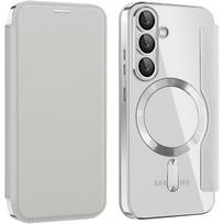 Samsung Galaxy A37 5G Flip Case, RFID Wallet MagSafe with Camera Protection, Silver