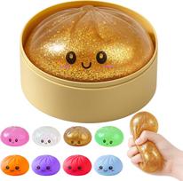 Blizgus koldūnas Squishy Dėžutė Spalvingi Tampomi Streso Kamuoliukai Sensorinis Fidget Žaislas Su Maisto Garintuvu Rožinė Kojinės Įdarai Stalo Žaislas beige