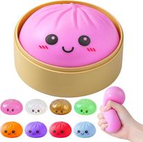 Blizgus koldūnas Squishy Dėžutė Spalvingi Tampomi Streso Kamuoliukai Sensorinis Fidget Žaislas Su Maisto Garintuvu Rožinė Kojinės Įdarai Stalo Žaislas