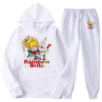 Rainbow Brite Printed Vyriški Moteriški sportinių kostiumų rinkiniai Laisvalaikio džemperio ir kelnių 2 dalių rinkiniai Negabaritiniai megztiniai Madingi unisex drabužiai XXL white
