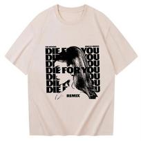 Ariana Grande marškinėliai Die for You muzikos atributika unisex Harajuku kasdieniai su spauda marškinėliai gerbėjo dovana didelio dydžio marškinėliai M black
