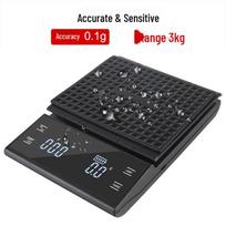 Rechargeable High-Precision Kitchen Coffee Scale for Accurate Hand Pouring and Baking Black 3kg - Battery black