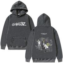 Alternative Rock Band Gorillaz Hoodie Men Women Hip Hop Fashion Oversized Pullover Hoodies Male Vintage Hooded M black