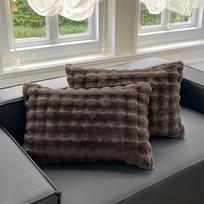 Be pagalvės šerdies – minkšti ir šilti žieminiai dirbtinio kailio pagalvių užvalkalai, puikiai tinkantys miegamajam, sofai ir namų dekoravimui 48*74cm1pc ruda