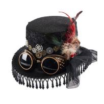 Steampunks Tall Hat Cosplay Goggles Hat Music Festival Costume Party Stage Hat juoda