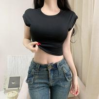 Pure Desire Spicy Girl Slimming Waist-Cinched Short-Sleeve Women's T-Shirt - New Versatile Design Medium juoda