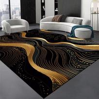 Luxury Black Stripe Large Living Room Carpet Senior Rib Decoration Parlor Sofa Area Rug Luxury Hall Carpets Washable Floor Mat 160x230cm