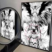 Anime D-Death Note Tapyba Kaligrafija Aukštos kokybės medvilninio drobės plakatas Sienos meno kūrinys Svetainei Moderniam kavos namų dekorui A4 21X30cm  No Frame gray