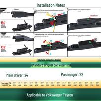 Volkswagen Tayron/GTE/X Frameless Silent Wiper Blade with Rubber Strip black