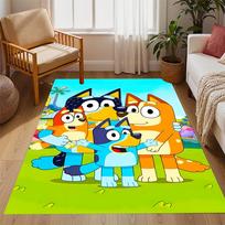 Bluey spalvingi draugai tematikos neslystantys kilimėliai - Poliesterio namų dekoras, tinkami miegamiesiems, svetainėms, prieškambariams, studijoms ir dekoravimui 100cmx120cm