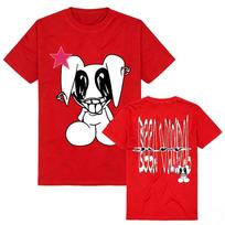 STAR BUNNY TEE ECCA VANDAL Printing T-shirt Graphic Print T Shirt Unisex Streetwear Cotton Short Sleeve Female Tshirts Soft M red