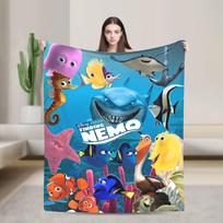 Soft Blanket Picnic Finding Nemo Cartoon Sea World  Throw Blanket  Flannel Bedspread For Home Decor Pattern Sofa Bed Cover 75x90cm blue