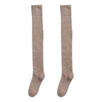 Thigh High Stocking Thickened Plush Solid Color Stretchy Super Soft Keep Warm Windproof Autumn Winter Women Over Knee Socks for Daily Wear chaki