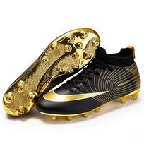 Men Soccer Shoes Ankle Outdoor Long Spikes Football Boots Tf Professional Grass Cleats Unisex Football Shoes Chuteira Society 35 black