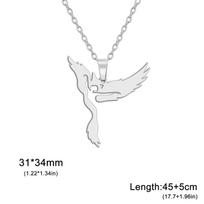 Phoenix Angel Wings Pendant Women's Necklace Stainless Steel Fashion Supernatural Protection Talisman Animal Party Jewelry Gift 45-50cm white
