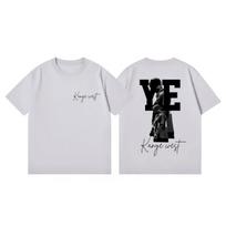 Reperio Kanye West T-shirt su 2026 m. turo spaudiniu Unisex Moteriška Mada Hip Hop Vintažiniai T-shirtai Aukštos Kokybės Medvilninis Trumpomis Rankovėmis T-shirtas M black