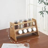 In Stock Bamboo Spice Rack: Multi-layer Rotating Stair-step Design for Kitchen Storage