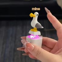 Žuvėdros kasyklos raktų pakabuko mygtukas su garsu LED klaviatūros spragsintuvų žaislai Streso malšinimas Gyvūno klavišų dangteliai Juokinga dovana Rechargeable black