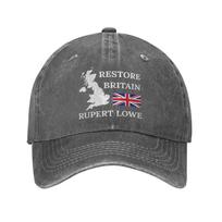 Britų Atkurti Britaniją Rupertas Lowe Neformalios beisbolo kepurės Klasikinės Dėvėtos Džinsinės Jungtinė Karalystė Lauko Reguliuojamos Kepurės Adjustable gray