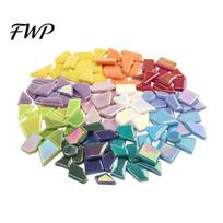 Iridescent Mosaic Pieces for Crafts Glass Tiles Bulk Crafts, 200/400g Broken Colorful Craft Materials DIY Home Garden Art Projects, Handmade 200g