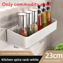 Modern Kitchen Wall Mount Spice Rack With Stainless Steel Shelves For Home Use 23cm White