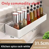 Modern Kitchen Wall Mount Spice Rack With Stainless Steel Shelves For Home Use 31cm White