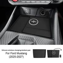 15W Fast Charging Car Wireless Board Ford Mustang GT Dark Horse EcoBoost 2025 2026 2027 Mobile Phone Charger Holder Accessories One Size black