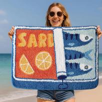 SARDINE  Lemon Fish Bathroom Carpet, Water Absorbing Washable Floor Mat, Bathroom Shower Room Home Decoration 60x90cm 24x36inch