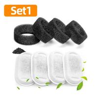 ROJECO Cat Fountain Filter For 3.2L Stainless Steel Cat Water Fountain Pet Water Dispenser Replacement Activated Carbon Filters 4Pcs Set black