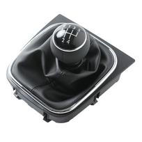 For VW Golf 5 Golf 6 Jetta MK5 MK6 Gear Shift Knob 5/6 Speed Manual Shifter Handball with Leather Gaiter Boot Cover 5-speed black