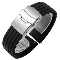 Laikrodžio apyrankė Silikoninė laikrodžio apyrankė skirta Tissot Omega DW Seiko Water Ghost Mido Citizen Casio Striped vandeniui atspari guminė laikrodžio apyrankė 20mm 22mm 24mm 18mm gray