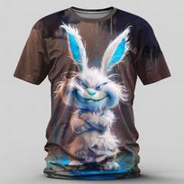 Juokingi vyriški marškinėliai Bad Laugh Rabbit 3d Print marškinėliai Vyrams Madingi Vyrų Moteriški marškinėliai Unisex Drabužiai Laisvi Oversized Tee viršus 6XL gray