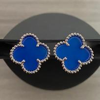 15 mm madingi keturlapio dobilo auskarai, aukštos kokybės, prabangūs kriauklių auskarai, aukščiausios kokybės, moteriški auskarai blue