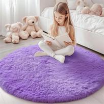 Pliušiniai Kilimai Pūkuoti Itin Minkšti Vidaus Modernūs Plotiniai Kilimai Svetainei Žaidimų Kilimėliai Pūkuoti Apvalūs Kilimai Mergaičių Miegamajam 80x80cm