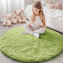 Pliušiniai Kilimai Pūkuoti Itin Minkšti Vidaus Modernūs Plotiniai Kilimai Svetainei Žaidimų Kilimėliai Pūkuoti Apvalūs Kilimai Mergaičių Miegamajam 80x80cm beige