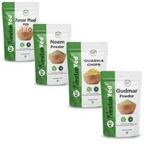 NeutraVed Gurmar Powder 100g, Quassia Amara 100g, Neem Powder100g and Paneer Phool 150g Advanced Diabetes Care Pack 450g Pack of 4 green