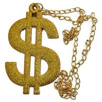 Golden Chain Dollars Sign Necklace Pendant Golden Necklace Rapper Chain Costumes Hip Hop Punk Fashion Parties Cosplays 1