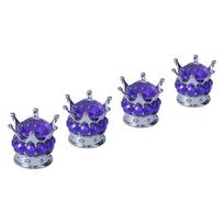 Universal Crown Style Car Tire Air Valve Stem Cap Automobiles Wheel Tyre Stem Air Valve Dust Covers Auto Accessories Silver base Purple diamonds