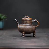 300ml Yixing Purple Clay Teapots Handmade Tripodia Furnace Tripod Pot Raw Ore Wood-fired Porcelain Mud Kettle Zisha Tea Set Gift gray
