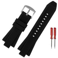 Silikoninė guminė laikrodžio apyrankė Išgaubta sąsaja 13mm skirta MK MK8184 MK8295 MK8296 MK8445 MK8152 apyrankė vyriška laikrodžio apyrankė 26mm black