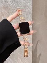 Gražus drugelio apyrankės dirželis Apple Watch grandinėlės jungtis moterims Series 11/8/7/6/10/9 40mm 41mm 38mm 42mm 44mm 45mm 46mm Dirželis 38mm40mm41mm rožinio aukso spalvos
