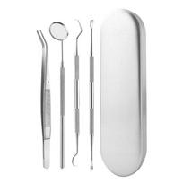 Dental Mirror Sickle Tartar Scaler Teeth Pick Spatula Dentist Tool Oral Care Tooth Cleaning Kit Professional Lab Equipment white