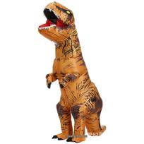 Helovino T-Rex pripučiamas kostiumas: Juokingas dinozauro kostiumas lauko veiklai ir vaiko bei tėvų pasirodymams Child (120-140cm) brown