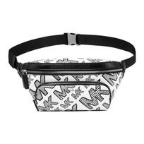 Michael Kors Mk Hudson Letter Logo Graffiti Print Casual School Commuter Fabric Chest Bag Waist Bag Small Men bags White Blue 33F1LHDY9E-147 Basic Set (Bag+Dust Bag) black