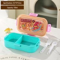 304 Stainless Steel Bento Lunch Box with Compartments, Fork & Spoon - Portable Meal Prep for Office Workers & Children blue