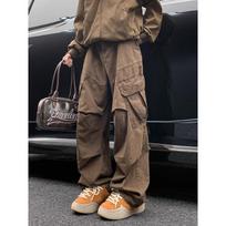 Fashion Men's Black Loose Wide Leg Cargo Pants Baggy Parachute Streetwear Trousers M ruda