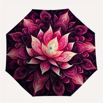 1pc Lotus Mandala Umbrella - 8-Rib Automatic Open/Close, Fashionable Compact Umbrella for Outdoor Adventures yy250813138 pink